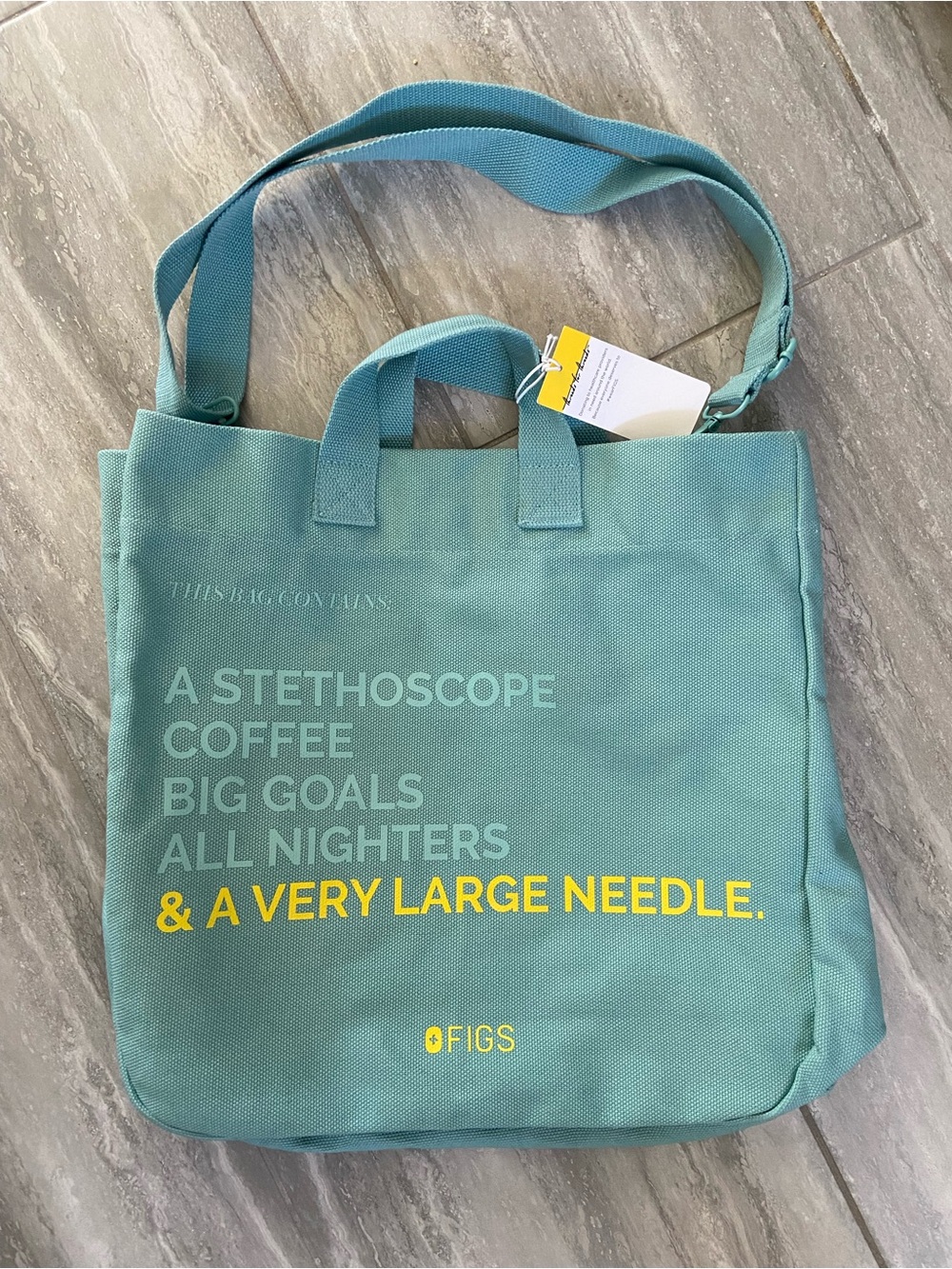 FIGS Sea Glass A Very Large Needle Detachable Strap Tote